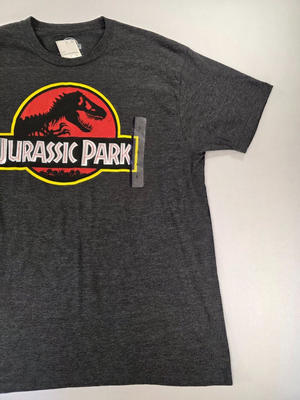 Jurassic Park Graphic T-Shirt Gray Short Sleeve T-Rex Logo Movie Tee Men's Large - Picture 2 of 11